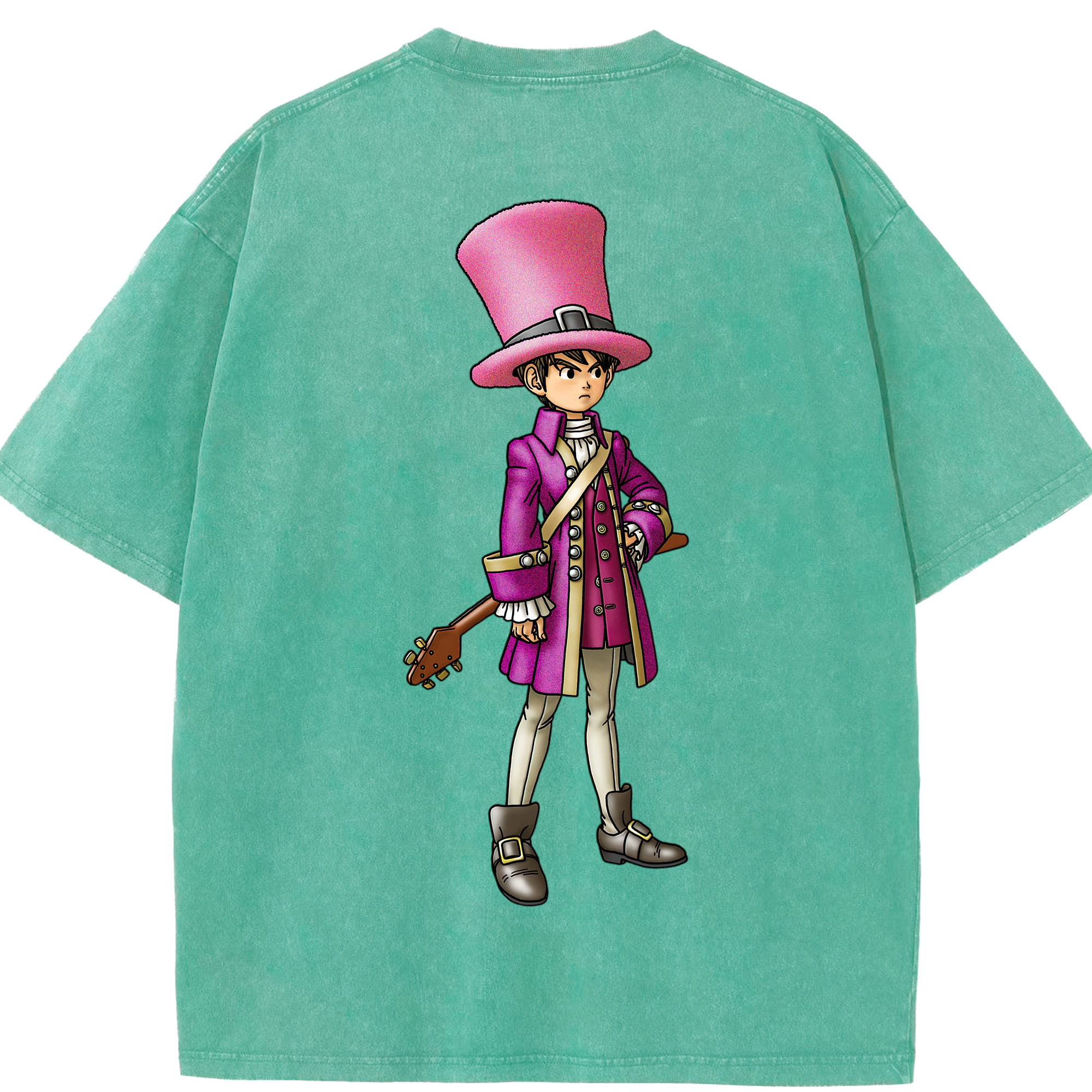 （画像用） ドラゴンクエスト Doragon Kuesuto Dragon Quest 綿100% ヴィンテージ風 半袖Tシャツ（背面プリント）